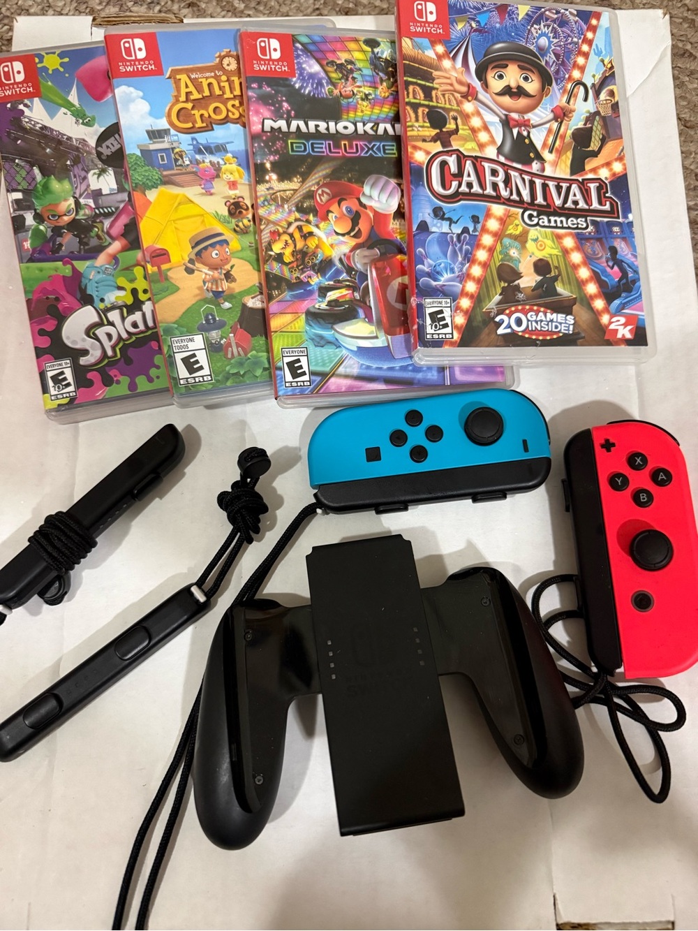 Nintendo Joy-Con Controllers Pair (Neon Blue & Neon Red) with Accessories